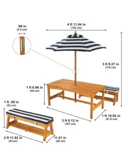 Kidkraft Outdoor Picnic Table & Bench Set With Cushions & Umbrella -Fun Puzzle For Children Shop LUKRQ SQ3 0000000088 NO COLOR SLd