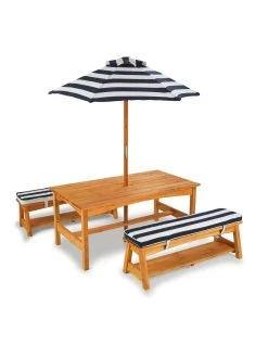Kidkraft Outdoor Picnic Table & Bench Set With Cushions & Umbrella -Fun Puzzle For Children Shop LUKRQ SQ7 0000000088 NO COLOR SLd4