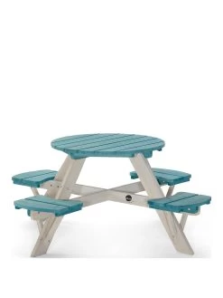 Plum Wooden Circular Picnic Table With Seats - Teal
