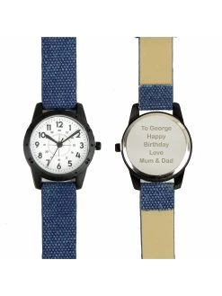 Personalised Blue Canvas Strap Childrens Watch -Fun Puzzle For Children Shop QWCD4 SQ4 0000000088 NO COLOR SLd