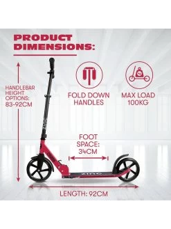 Zinc Big Wheeled Folding Cruise Scooter - Red -Fun Puzzle For Children Shop RRAEP SQ3 0000000099 N A SLa