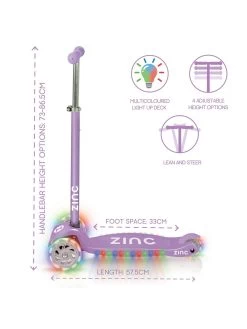 Zinc Three Wheeled Non Folding Light Up Superstar Scooter - Purple -Fun Puzzle For Children Shop RRAEW SQ4 0000000099 N A SLd