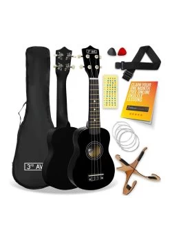 3rd Avenue Soprano Ukulele - Black Pack