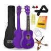 3rd Avenue Soprano Ukulele 21 Inch Beginner Bundle - FREE 1 Month Online Lessons - Purple