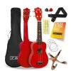 3rd Avenue Soprano Ukulele 21 Inch Beginner Bundle - FREE 1 Month Online Lessons - Red