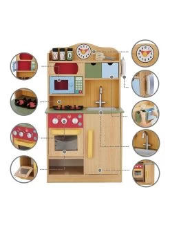 Teamson Kids Little Chef Florence Classic Play Kitchen - Wood Grain -Fun Puzzle For Children Shop TU3WW SQ3 0000000099 N A SLd1