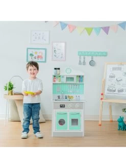 Teamson Kids Little Chef Madrid Classic Play Kitchen - Mint / Grey -Fun Puzzle For Children Shop TU3XA SQ6 0000000099 N A SLd4