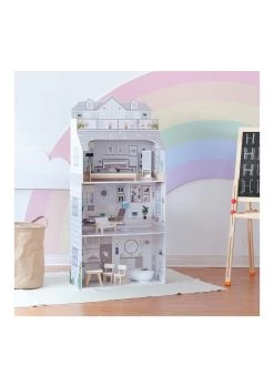 Teamson Kids Olivia's Little World 3-Floor Deluxe Dollhouse With Accessories (Grey)