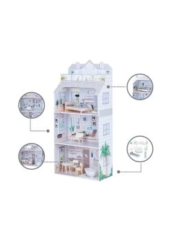 Teamson Kids Olivia's Little World 3-Floor Deluxe Dollhouse With Accessories (Grey) -Fun Puzzle For Children Shop TU3XT SQ3 0000000099 N A SLa