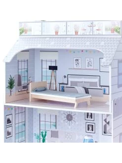 Teamson Kids Olivia's Little World 3-Floor Deluxe Dollhouse With Accessories (Grey) -Fun Puzzle For Children Shop TU3XT SQ4 0000000099 N A SLd