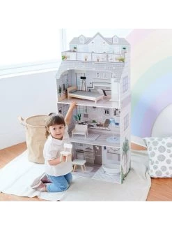 Teamson Kids Olivia's Little World 3-Floor Deluxe Dollhouse With Accessories (Grey) -Fun Puzzle For Children Shop TU3XT SQ7 0000000099 N A SLd3