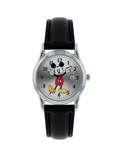 Disney Mickey Mouse Black Strap Watch And Gift Tin