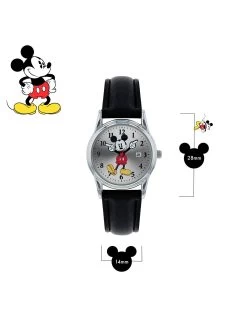 Disney Mickey Mouse Black Strap Watch And Gift Tin -Fun Puzzle For Children Shop UFJAQ SQ4 0000000004 BLACK SLd