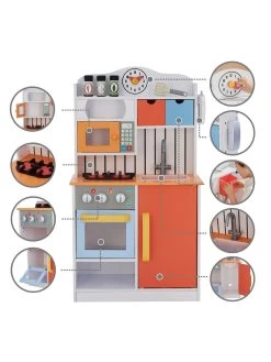 Teamson Kids Little Chef Florence Classic Play Kitchen - Coral Red / Twilight -Fun Puzzle For Children Shop UGDC9 SQ4 0000000099 N A SLd2