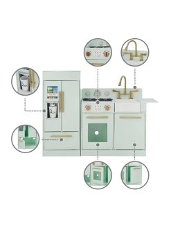 Teamson Kids Little Chef Chelsea Modern Play Kitchen - Mint / Gold -Fun Puzzle For Children Shop UGDCE SQ3 0000000099 N A SLd1