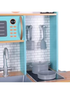 Teamson Kids Little Chef Santos Retro Play Kitchen - Petrol/wood -Fun Puzzle For Children Shop UGDCG SQ4 0000000099 N A SLd2