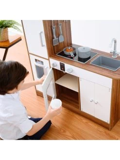 Teamson Kids Little Chef Palm Spring Modern Play Kitchen - White / Wood -Fun Puzzle For Children Shop UGDCP SQ5 0000000099 N A SLd3