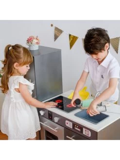 Teamson Kids Little Chef Milano Modern Play Kitchen - Grey -Fun Puzzle For Children Shop UGDCR SQ5 0000000099 N A SLd3