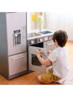 Teamson Kids Little Chef Milano Modern Play Kitchen - Grey -Fun Puzzle For Children Shop UGDCR SQ6 0000000099 N A SLd4