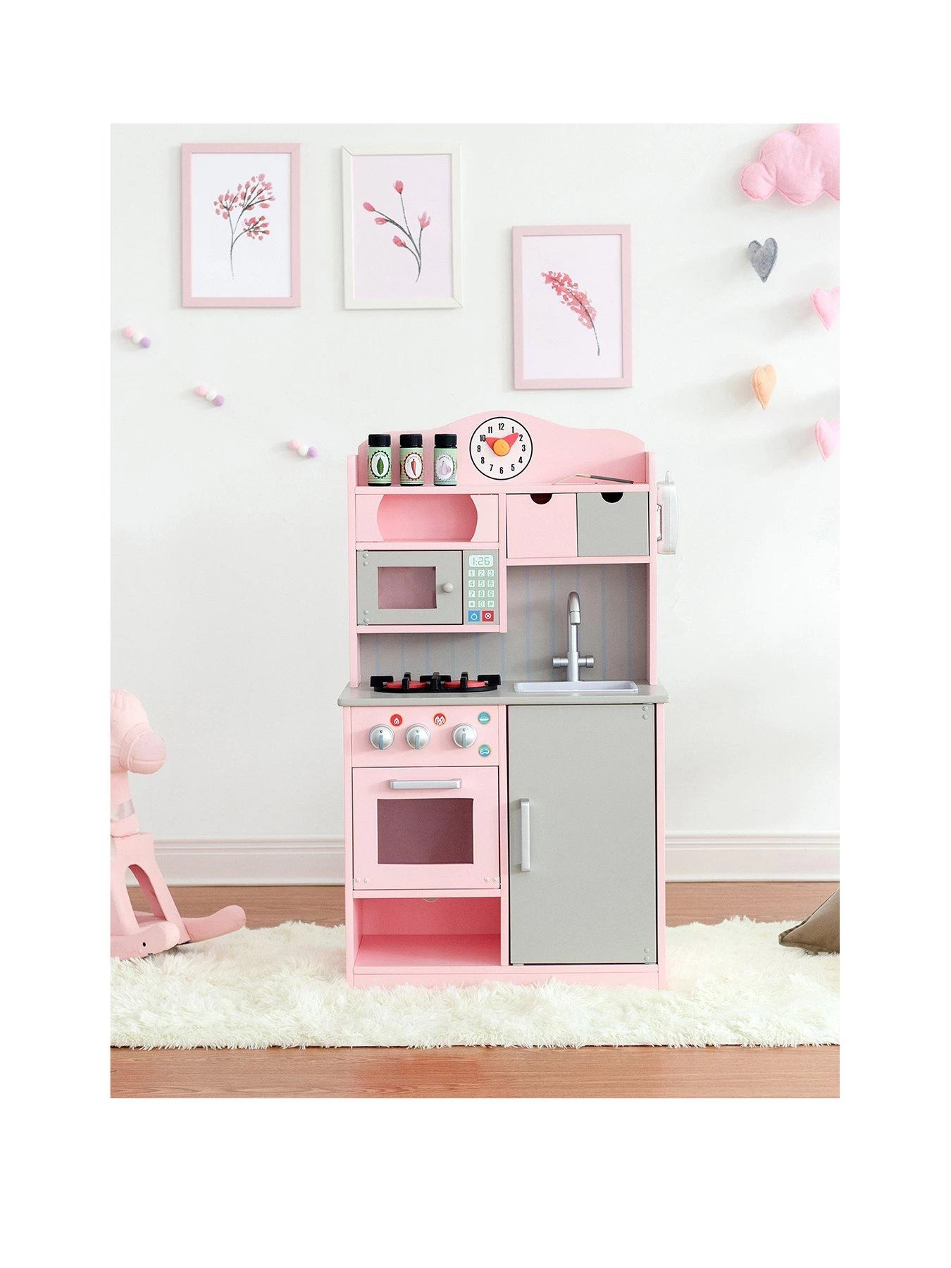Teamson Kids Little Chef Florence Classic Play Kitchen - Pink / Grey 3 Teamson Kids Little Chef Florence Classic Play Kitchen - Pink / Grey