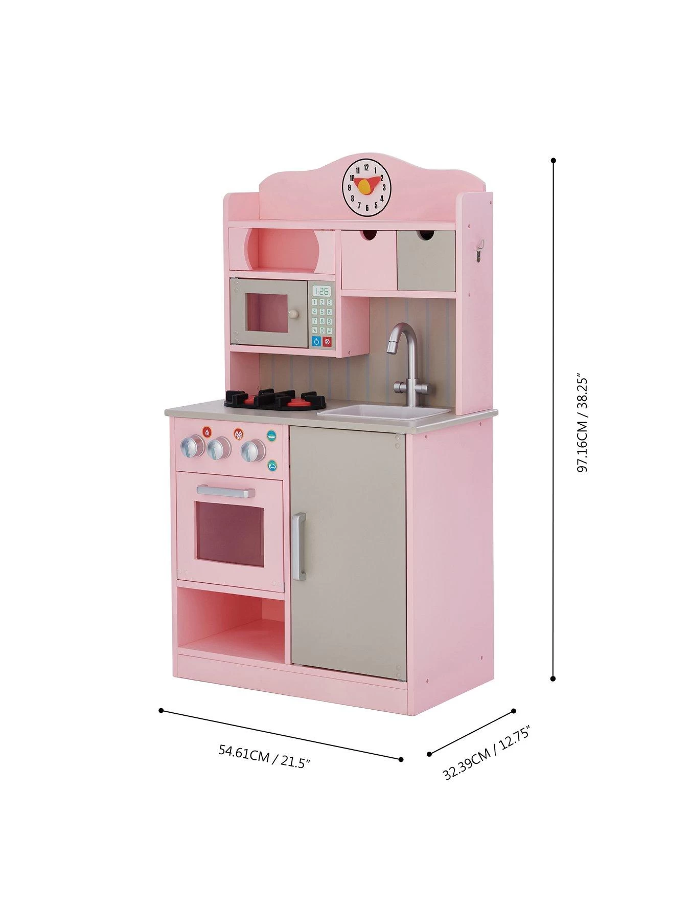 Teamson Kids Little Chef Florence Classic Play Kitchen - Pink / Grey 4 Teamson Kids Little Chef Florence Classic Play Kitchen - Pink / Grey - Image 2
