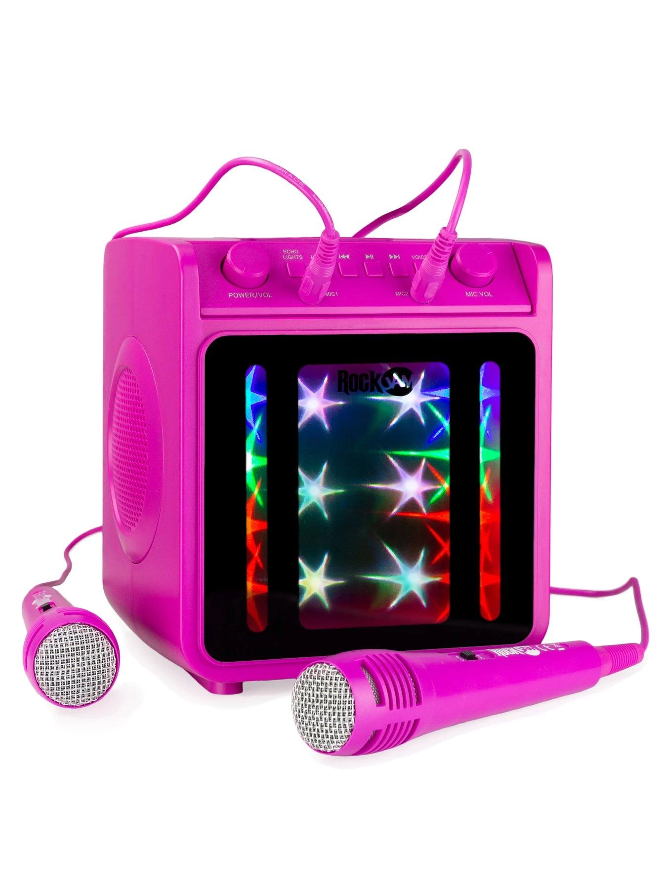 RockJam 10-Watt Rechargeable Bluetooth Karaoke Machine With Two Microphones - Pink 6 RockJam 10-Watt Rechargeable Bluetooth Karaoke Machine With Two Microphones - Pink - Image 4