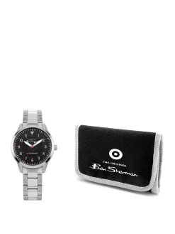 Ben Sherman Kids Gift Set With Silver Bracelet Watch And Navy Wallet