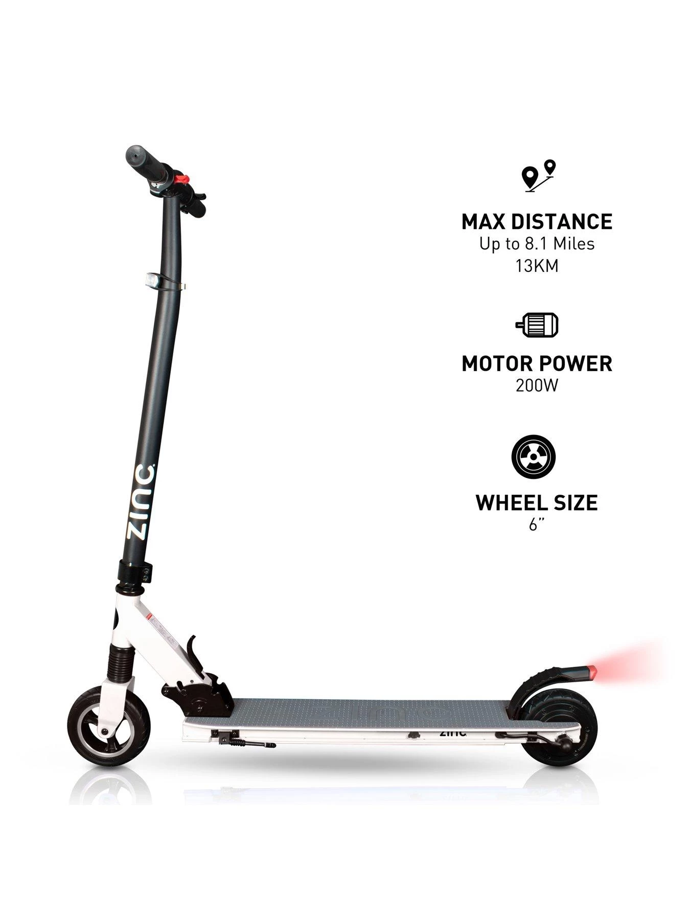 Zinc Folding Electric Eco Pro Scooter - White 3 Zinc Folding Electric Eco Pro Scooter - White