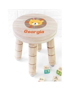 Treat Republic Personalised Cute Lion Kids Wooden Stool