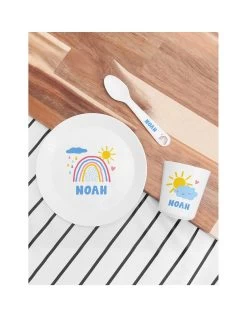 Treat Republic Personalised Baby Dinner Set - Pastel Sky