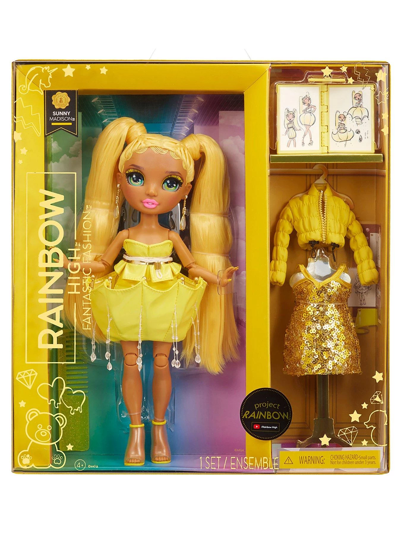 Rainbow High Fantastic Fashion Doll- Sunny (YELLOW) 8 Rainbow High Fantastic Fashion Doll- Sunny (YELLOW) - Image 6