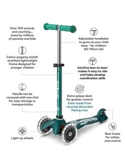 Micro Scooter Eco Mini Deluxe Green LED -Fun Puzzle For Children Shop VJI1J SQ4 0000000047 GREEN SLd1