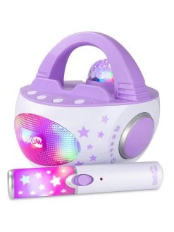 RockJam 10-Watt Rechargeable Bluetooth Karaoke Machine With Wireless Microphone, Voice Changing Effects & LED Lights - Violet -Fun Puzzle For Children Shop VKA7V SQ3 0000000104 VIOLET SLd