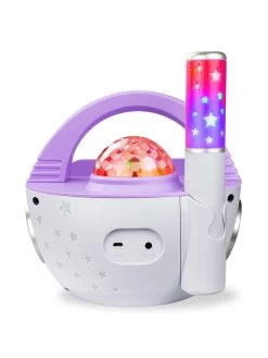 RockJam 10-Watt Rechargeable Bluetooth Karaoke Machine With Wireless Microphone, Voice Changing Effects & LED Lights - Violet -Fun Puzzle For Children Shop VKA7V SQ4 0000000104 VIOLET SLd1