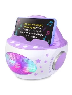 RockJam 10-Watt Rechargeable Bluetooth Karaoke Machine With Wireless Microphone, Voice Changing Effects & LED Lights - Violet -Fun Puzzle For Children Shop VKA7V SQ5 0000000104 VIOLET SLd2