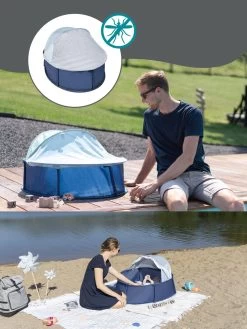 Babymoov Babyni Pop-Up UV Summer Tent Playpen UPF 50+ - Blue Stripe