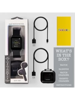 Tikkers Teen Series 10 Black Smart Watch And Earbuds Set -Fun Puzzle For Children Shop VLBVY SQ6 0000000004 BLACK SLd2