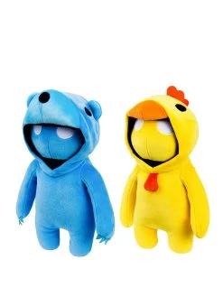 Gang Beasts 25cm Stretchy Plush 2 Pack - Bundle Blue Bear Kigurumi & Yellow Chicken Kigurumi