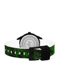 Hype Green Leaf Pattern Silicone Strap Watch With Black Dial -Fun Puzzle For Children Shop VR0AP SQ3 0000000047 GREEN MDd